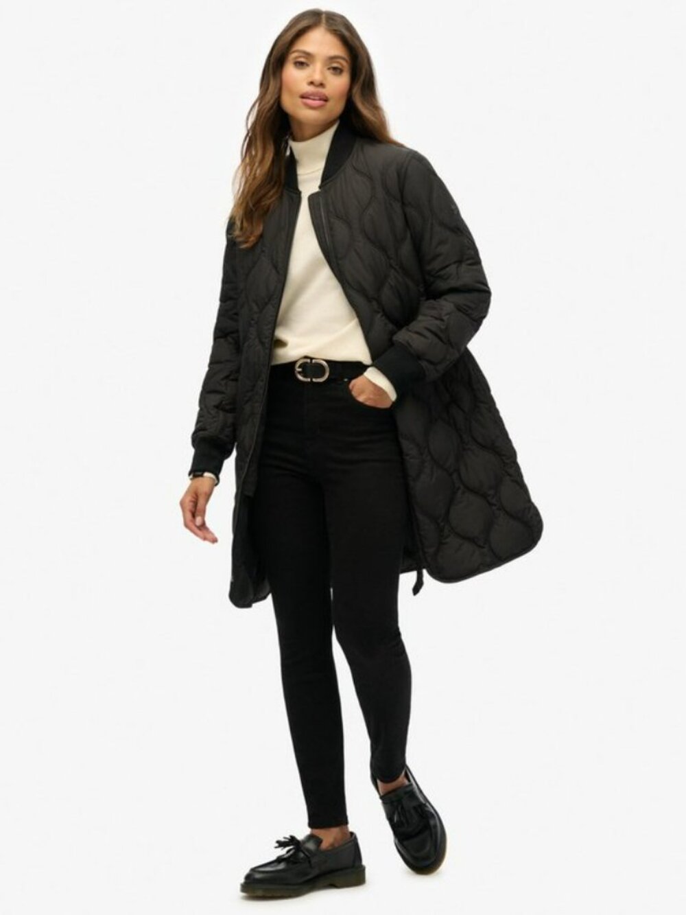 Selected Femme Black Down Filled Quilted Coat Size 40/L